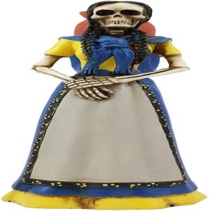 Ebros Day of The Dead Lady Skeleton Carrying Jarrito Clay Pot Statue 7.75" Tall