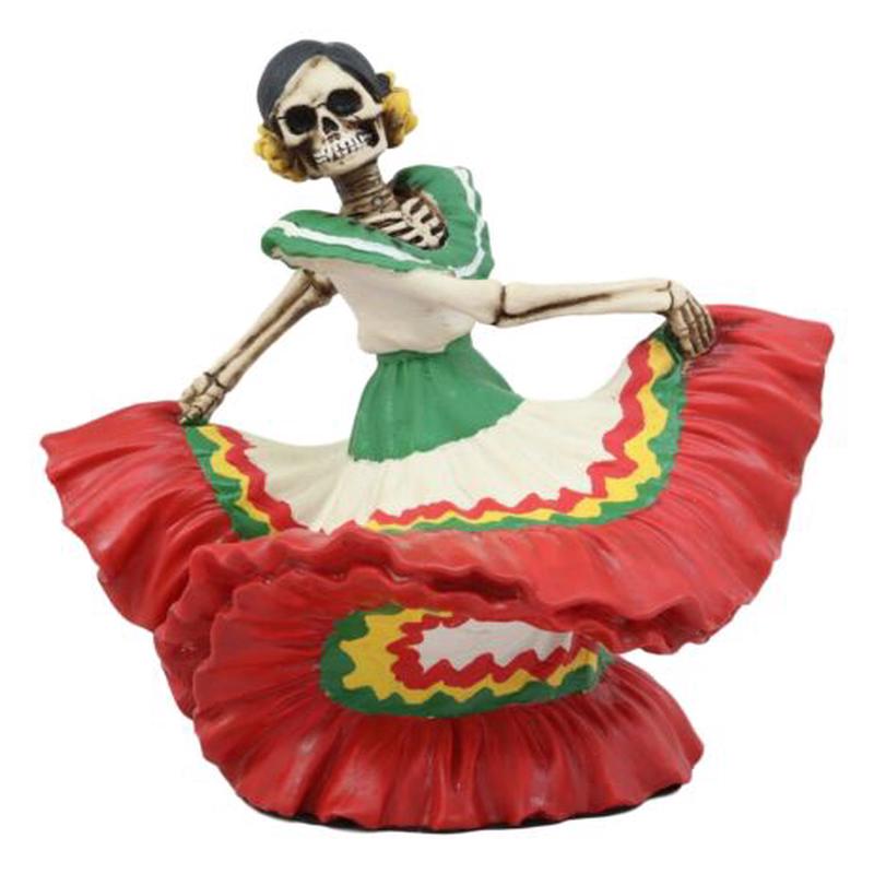 Ebros Dia De Los Muertos Danza De DAMA Red Sugar Skull Lady Dancer Statue 5.25" Tall Day of The Dead Vivas Calacas Figurine