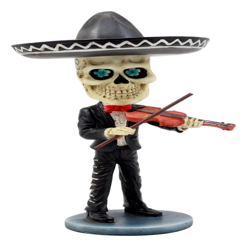 Ebros Mariachi Violin Player Bobblehead Figurine Day Of The Dead 6.5"H Figurine