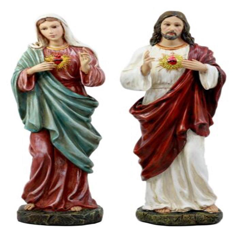 Ebros Sacred Heart of Mary and Jesus Christ Statue Set Figurine 11.25" Tall