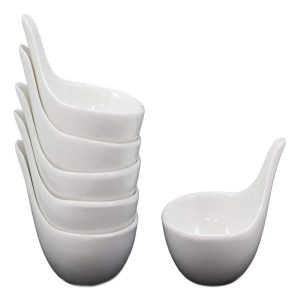 White Porcelain Condiments Ketchup Ranch Sauce Dipping Bowl Dish Ramekins Set 6
