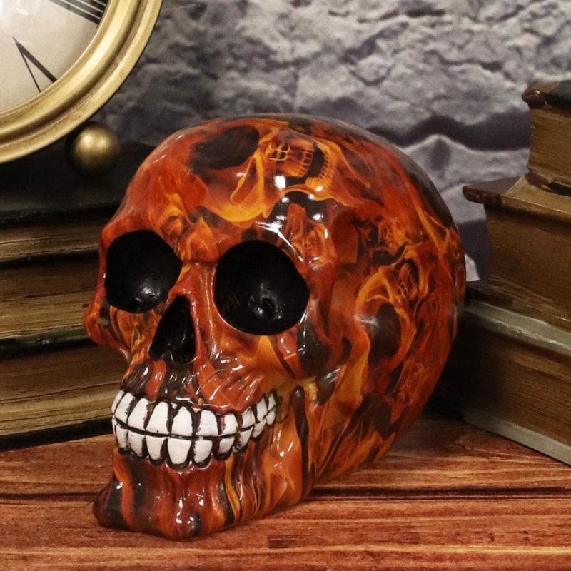 Ebros Day Of The Dead Fire Tattoo Sugar Skull Statue 5.5"L Cranium Figurine