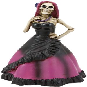 Ebros Day of The Dead Magenta Skeleton Lady Bride Statue 6"H Decor DOD Figurine
