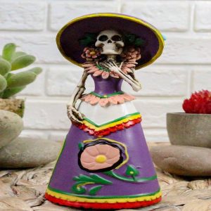 Ebros Day of The Dead Skeleton Lady Rosa with Purple Gown Figurine 5.25"H Statue