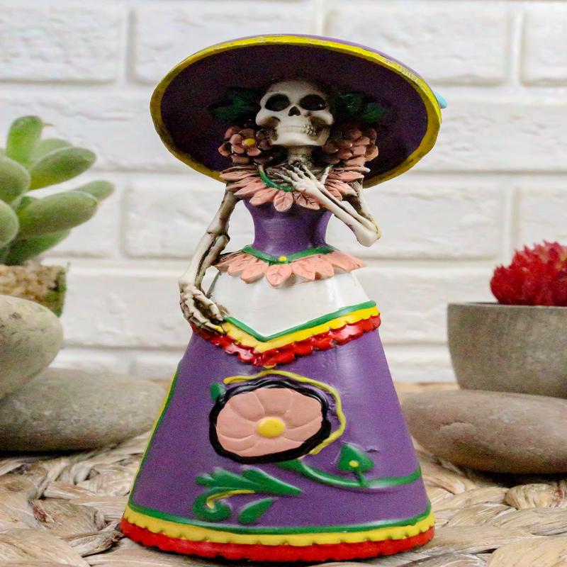 Ebros Day of The Dead Skeleton Lady Rosa with Purple Gown Figurine 5.25"H Statue
