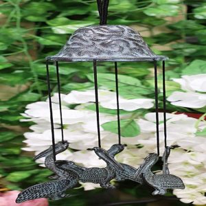 Ebros Distressed Finish Brass Pelicans Wind Chime with Pelican Birds Ornaments