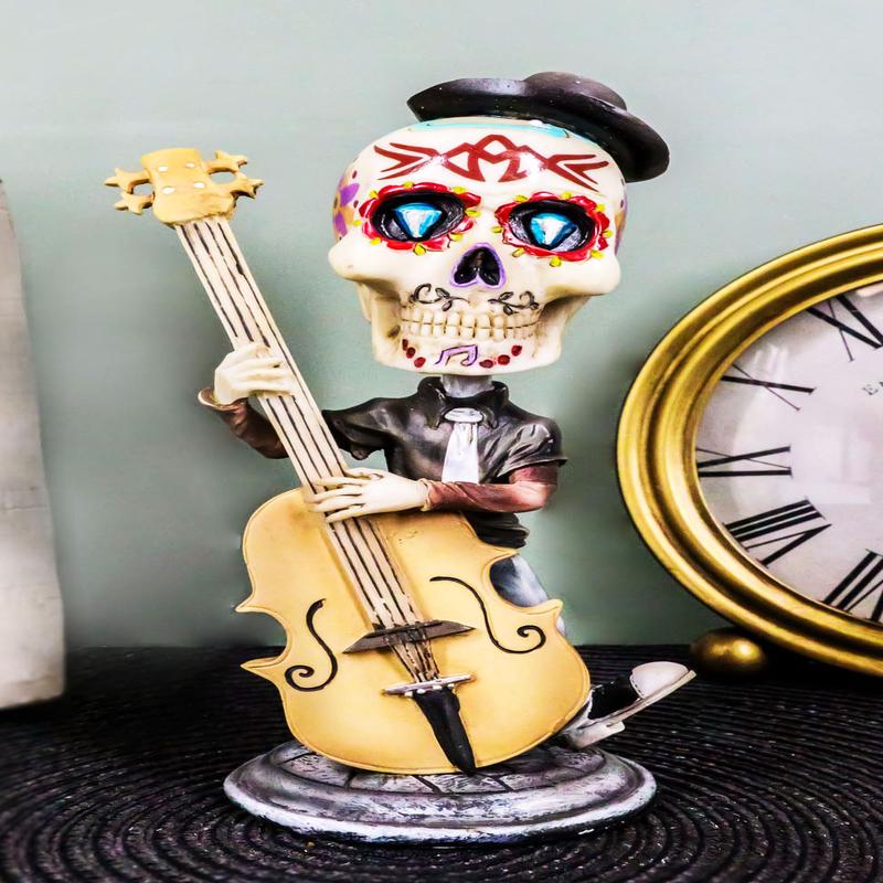 Ebros DOD Skeleton Rock Band Bass Player Bassist Bobblehead Statue 7" Tall