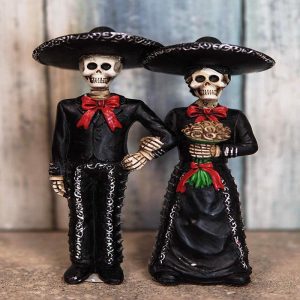 Ebros DOD Wedding Bride and Groom Mariachi Skeleton Couple Figurine 5.5" Tall