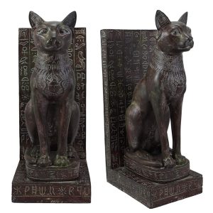 Ebros Egyptian Bastet Bookend Statue Or Epitaph Figurine 14" Tall (SET OF 2)