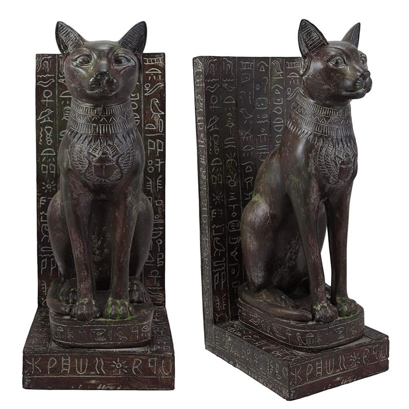 Ebros Egyptian Bastet Bookend Statue Or Epitaph Figurine 14" Tall (SET OF 2)