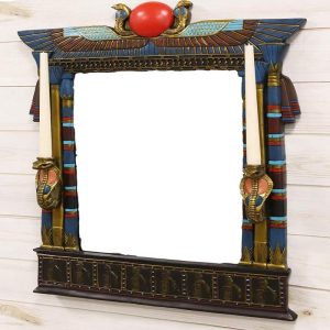 Ebros Egyptian Cobras with Isis and Ra Wall Mirror with 2 Candle Holders Plaque