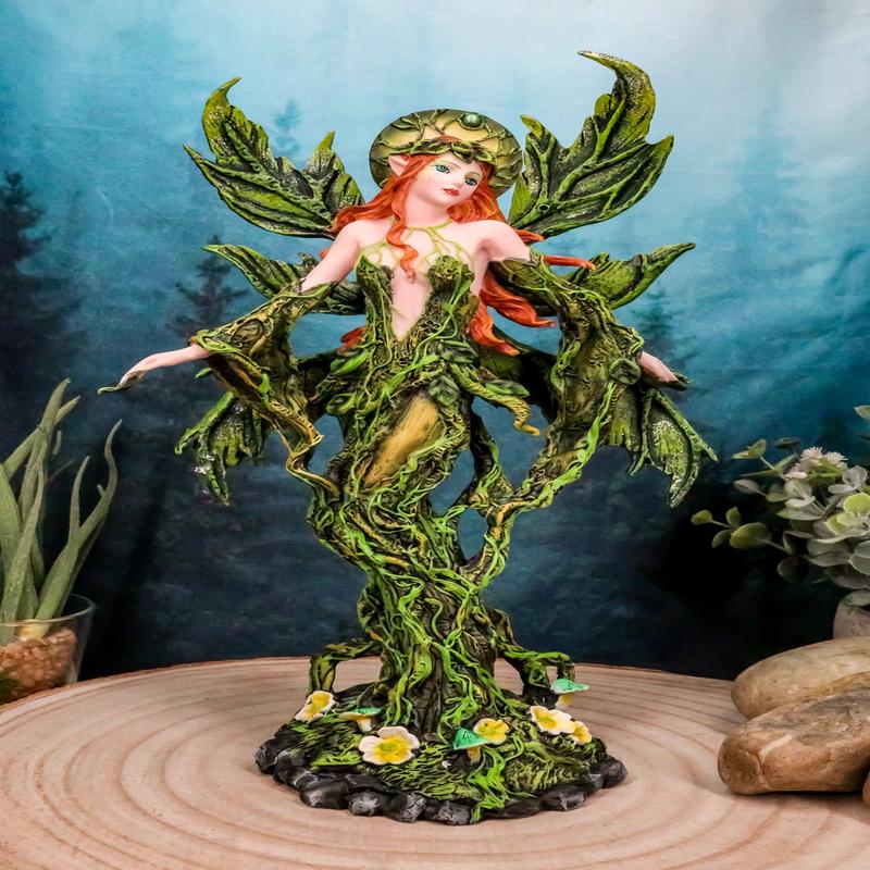 Ebros Elemental Earth Gaia Forest Green Fairy Statue Decorative Figurine 12.25"H