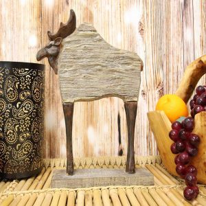 Ebros Faux Driftwood Finish Animal Totem Tiki Wildlife Desktop Decorative Resin Statue Decor Animals Figurine Rustic Western Cabin Lodge Sculpture (Bull Moose)