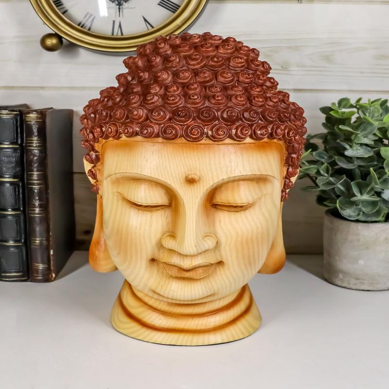Ebros Feng Shui Shakyamuni Buddha Gautama Head with Ushnisha Statue 9" H