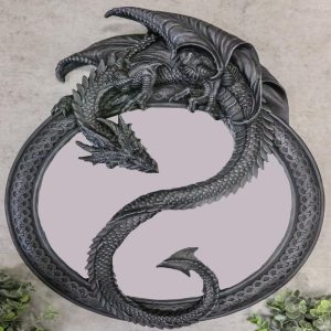 Ebros Feng Shui Yin Yang Harmony Celestial Dragon Wall Hanging Mirror Plaque Decor
