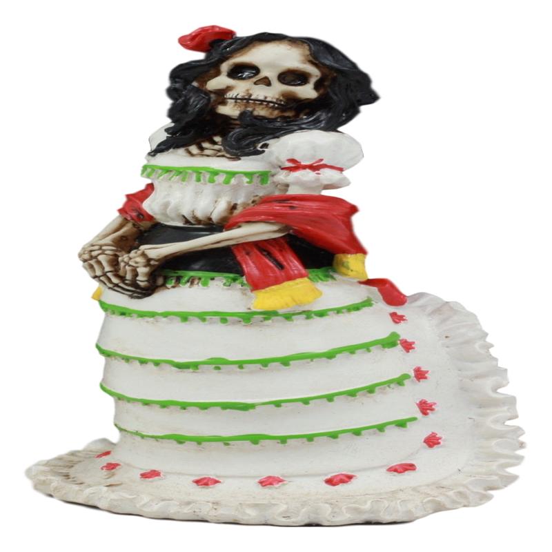Ebros Fiesta Cinco De Mayo Mexican Senorita Lady Skeleton Statue 5.25" H Day of The Dead Or Halloween Decor Figurine for Dias De Los Muertos Skeletons Ossuary Sculptures
