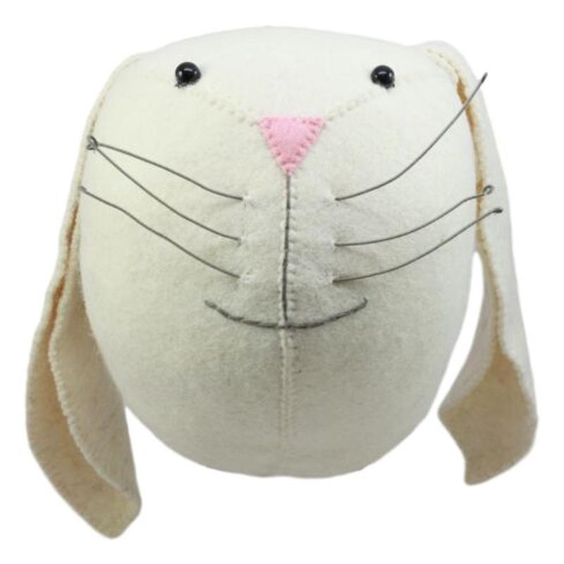 Ebros Fiona Walker England Handmade Organic Baby Animal Head Wall Decor Semi Collection Safari and Farmland Edition (Semi Ivory Bunny Head)