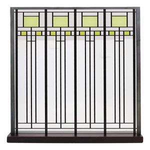 Ebros Frank Lloyd Wright Oak Park House Playroom Stained Glass Art Metal Framed Hanging Wall Decor Or Desktop Plaque Home or Office Decorative Masterpiece 14" by 7.75" Glass Dimensions