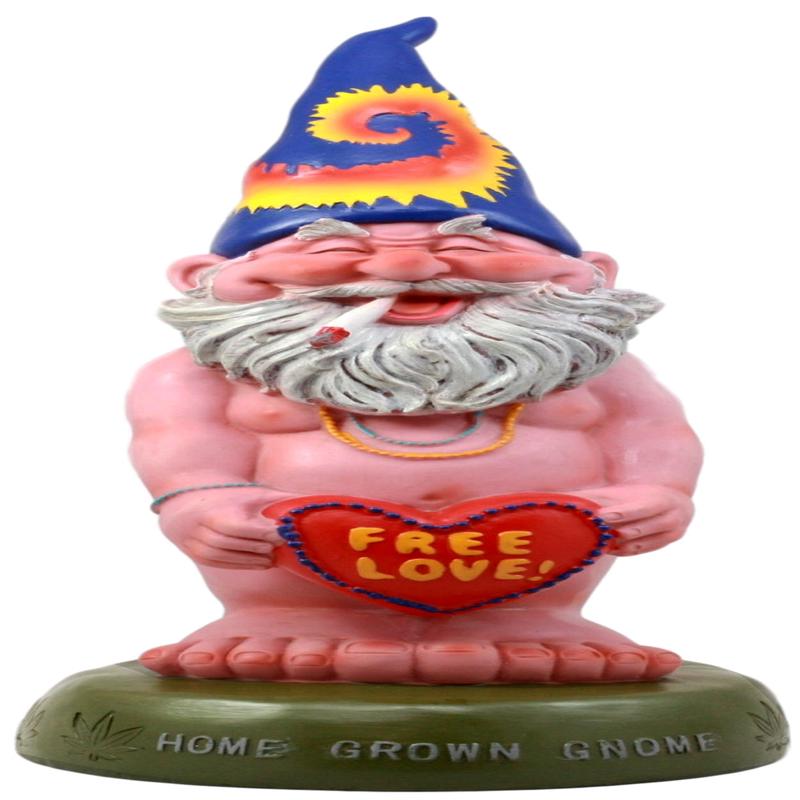 Ebros Free Spirited Smoking Naked Hippie Gnome Statue 13.5"H