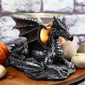 Ebros Mythical Air Behemoth Dragonite Resting Black Dragon Electric Oil Burner Statue