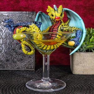 Ebros Drunken Beverage Spirit Dragon Statue 7.75" Tall Figurine (Martini Dragon)