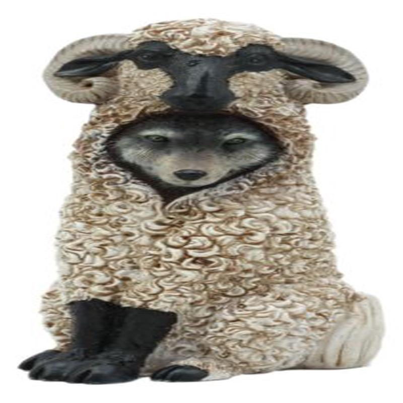 Ebros Dupers Collection Wolf in Sheep Clothing Statue 5.75" Tall Crafty Wild Direwolf in Ram Sheep Costume Decor Figurine Collectible