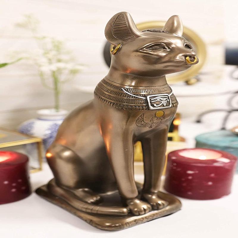 Ebros Egyptian Goddess Sitting Cat Bastet Statue in Bonded Resin Bronze 11.5" H
