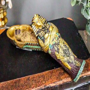 Ebros Egyptian King Tutankhamun Sarcophagus Coffin With Mummy Figurine Set 4"L