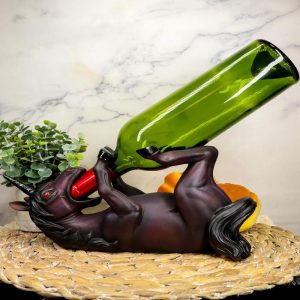 Ebros Elixir of Doom Macabre Black Unicorn Wine Holder Figurine Kitchen Statue