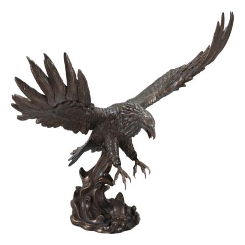 Ebros Faux Bronze Large Swooping Eagle with Talons Out Catching Prey Statue 19" Wide Bald Eagle Decor Figurine Patriotic Wildlife Nature Sculpture