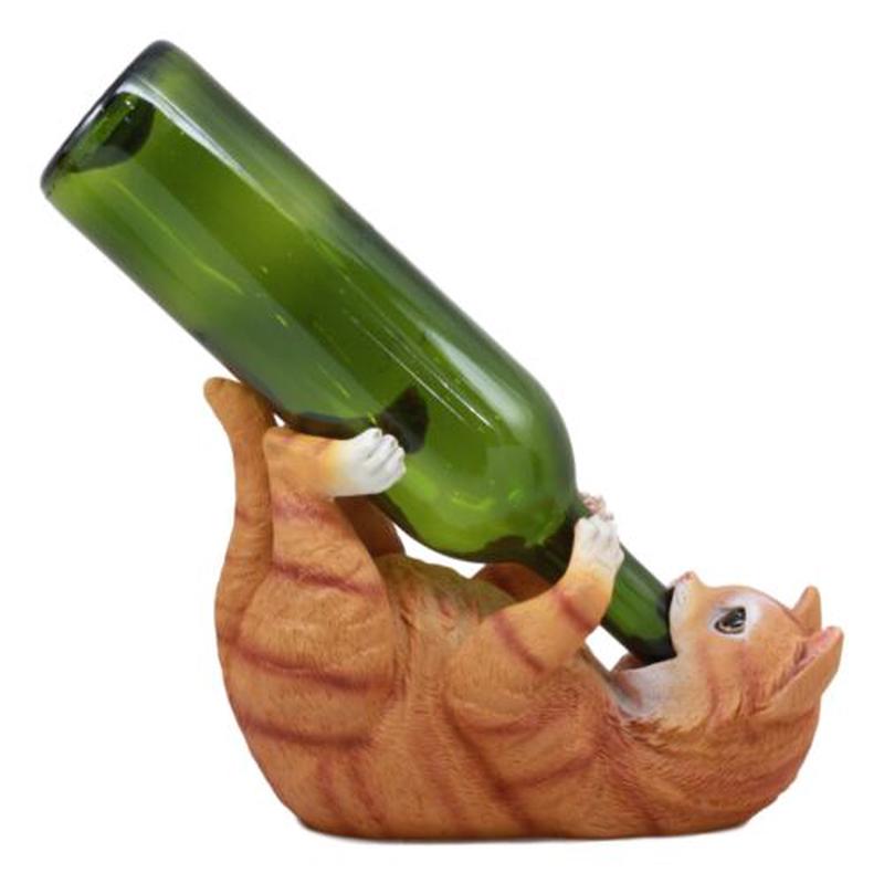 Ebros Feline Tabby Kitty Cat Wine Bottle Holder Caddy Figurine for Whimsical Tabletop Wine Racks or Animal Statues & Kitten Figurines As Birthday Gifts Crazy for Cat Lovers (Orange Tabby)