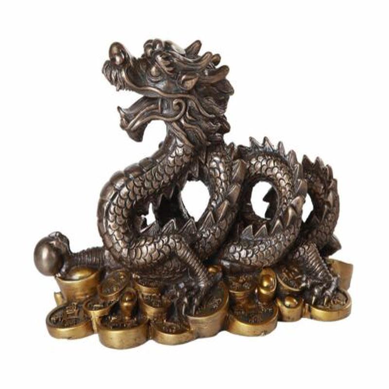 Ebros Fengshui Dragon Bronze Finish Auspicious Home Decor 7" Long Figurine