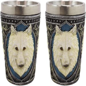 Ebros Full Moon Alpha Wolf 2-Ounce Shot Glass SET OF 2