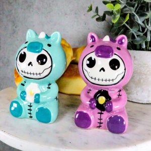 Ebros Furry Bones Unicorn Salt And Pepper Shakers Ceramic Set Voodoo Unie