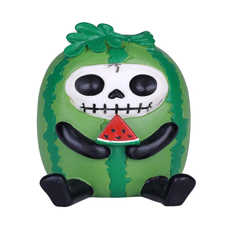 Ebros Furrybones Tropical Fresh Fruit Watermelon Figurine Small 3 Inch Tall Furry Bones Healthy Fruits Costumed Skeleton Decor Halloween Collectible Statue
