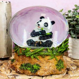 Ebros Giant Panda Bear Eating Bamboo Water Globe Collectible 6.25" Tall Decor