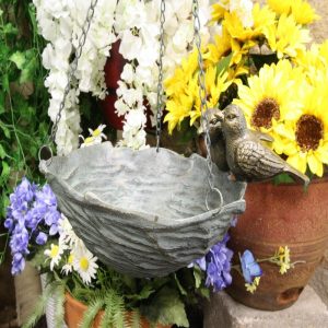 Ebros Gift 21" Tall Aluminum Metal Rustic Whimsical Perching Pair of Lovebirds Hanging Bird Feeder Or Nest Holder Garden Outdoors Sculpture for Lawn Pool Patio Pool Backyard Decor Accent