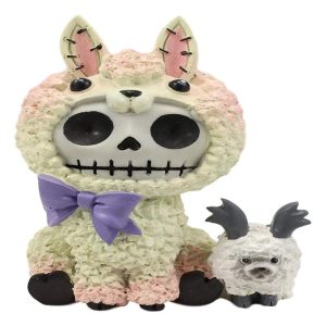Ebros Gift 3.25" Tall Furrybones Paco The Fluffy Sheep Lamb with Purple Ribbon Collectible Figurine