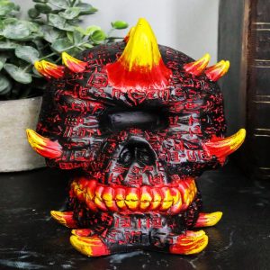 Ebros Hell Inferno Fire Cyclops Skull Statue Greek One Eyed Demon with Horns Figurine