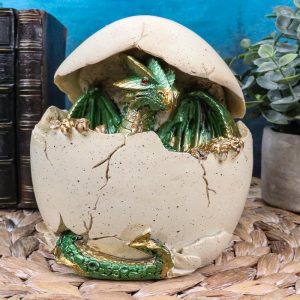 Emerging Green Dragon Egg Hatchling With Colorful LED Night Light Figurine Decor