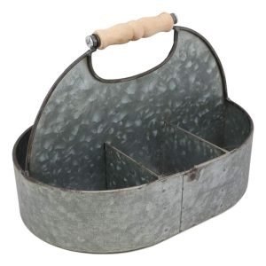 10"L Galvanized Metal Desk Or Kitchen Countertop Multi 6 Compartments Organizer