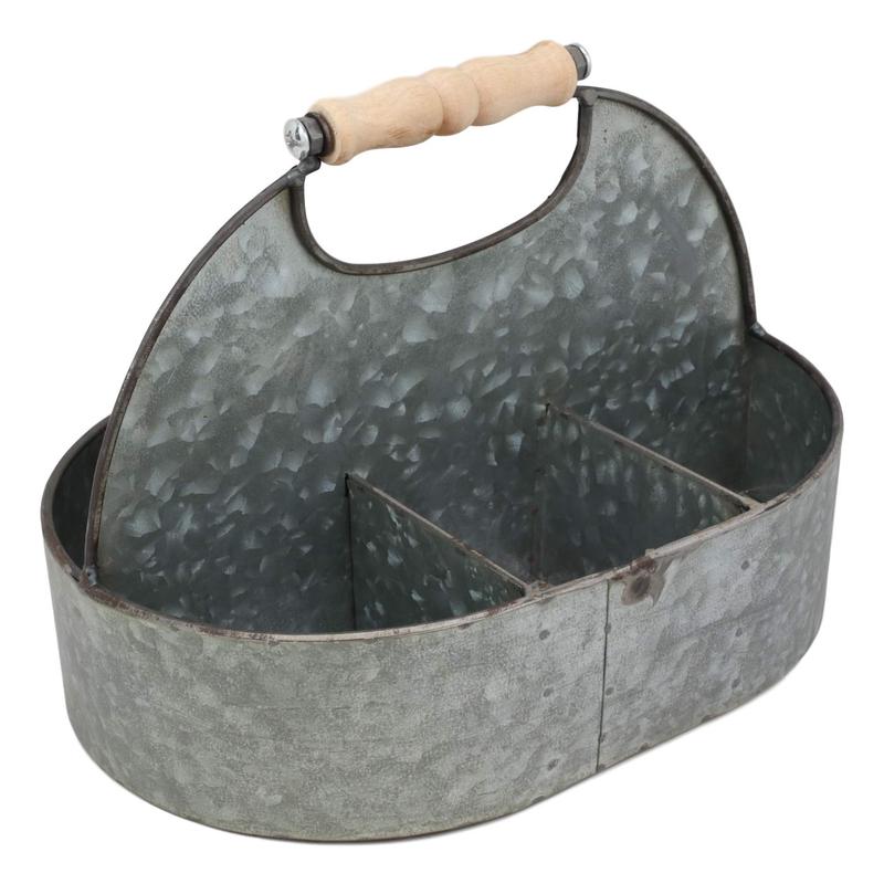 10"L Galvanized Metal Desk Or Kitchen Countertop Multi 6 Compartments Organizer