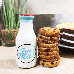 Ebros Breakfast Milk & Chocolate Cookies Magnetic Ceramic Salt Pepper Shakers