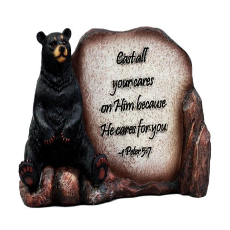 Ebros Carefree Black Bear Figurine 7"L Cast All Your Cares On Him For He Cares For You