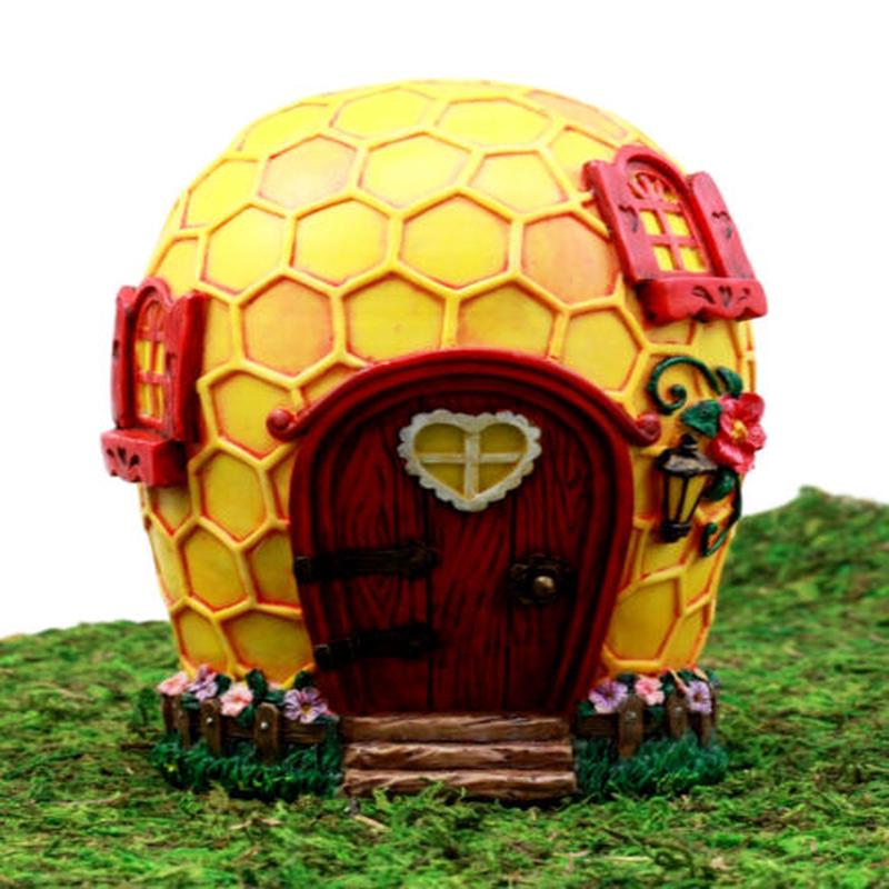 Ebros Enchanted Fairy Garden Miniature Bear Bee Hive Honeycomb Cottage House Figurine