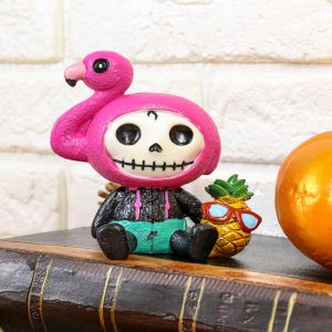 Ebros Furrybones Tropical Pineapple Pink Flamingo Diva Star Figurine Small 3.25"
