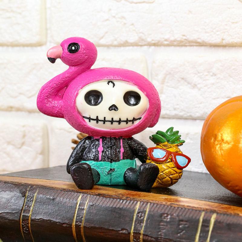 Ebros Furrybones Tropical Pineapple Pink Flamingo Diva Star Figurine Small 3.25"