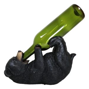 Ebros Gift Big Black Bear Wine Oil Bottle Holder Figurine 10"Long Home Decor