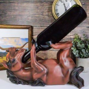 Ebros Gift Brown Chestnut Equestrian Stallion Horse Wine Bottle Holder Caddy Figurine