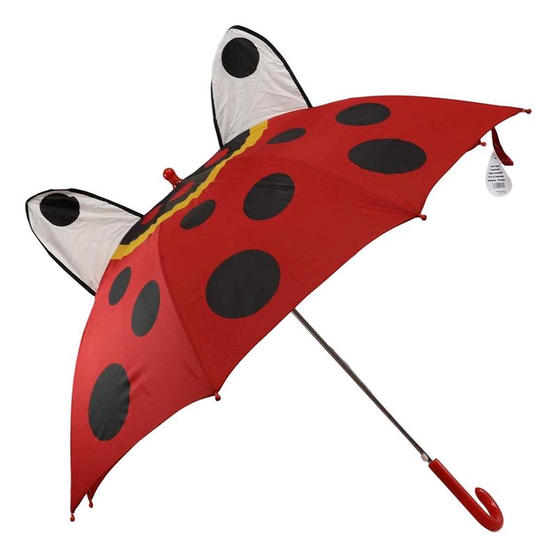 Ebros Gift Children Kids Animated Colorful Pop Up Umbrella 33" Diameter Animal Themed Umbrellas with 3D Ears Or Eyes Fun Child Friendly Playing in The Rain (Green Happy Frog Toad)